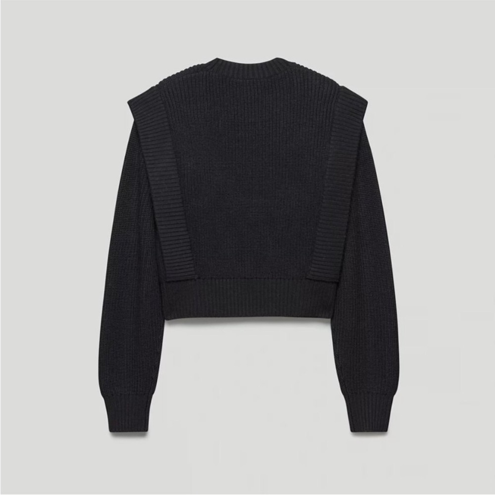Babaton Black Ribbed Crew Neck Sweater - Picture 3 of 5